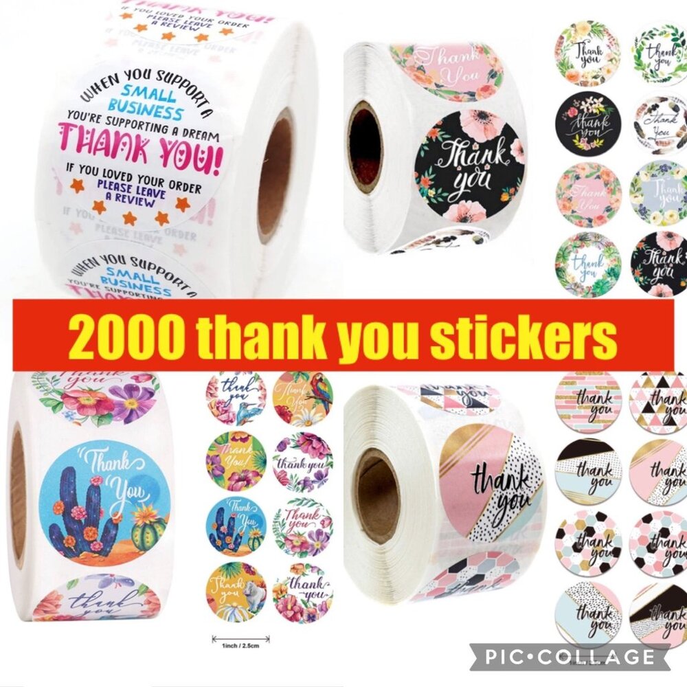 2000 mixed thank you stickers various designs - Picture 1 of 1